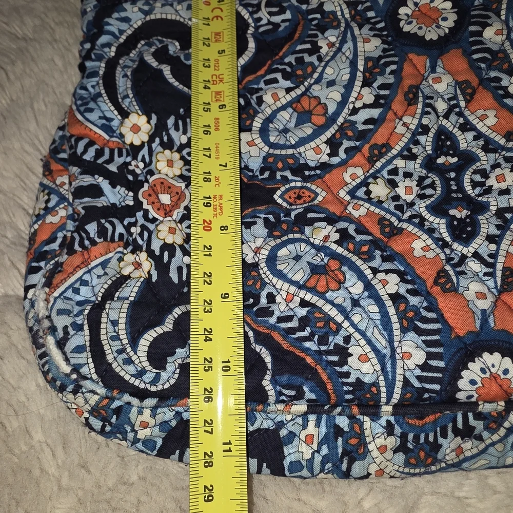 Vera Bradley 3 Zip Crossbody Purse/Bag Blue and Orange Retired Design - Picture 11 of 11